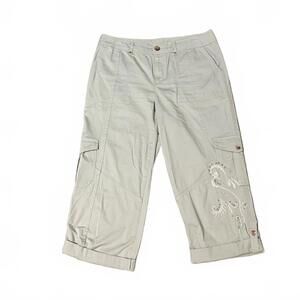 Style & Co. Women's Beige Crop Casual Pants Embroidery Studs Stretch Size 10